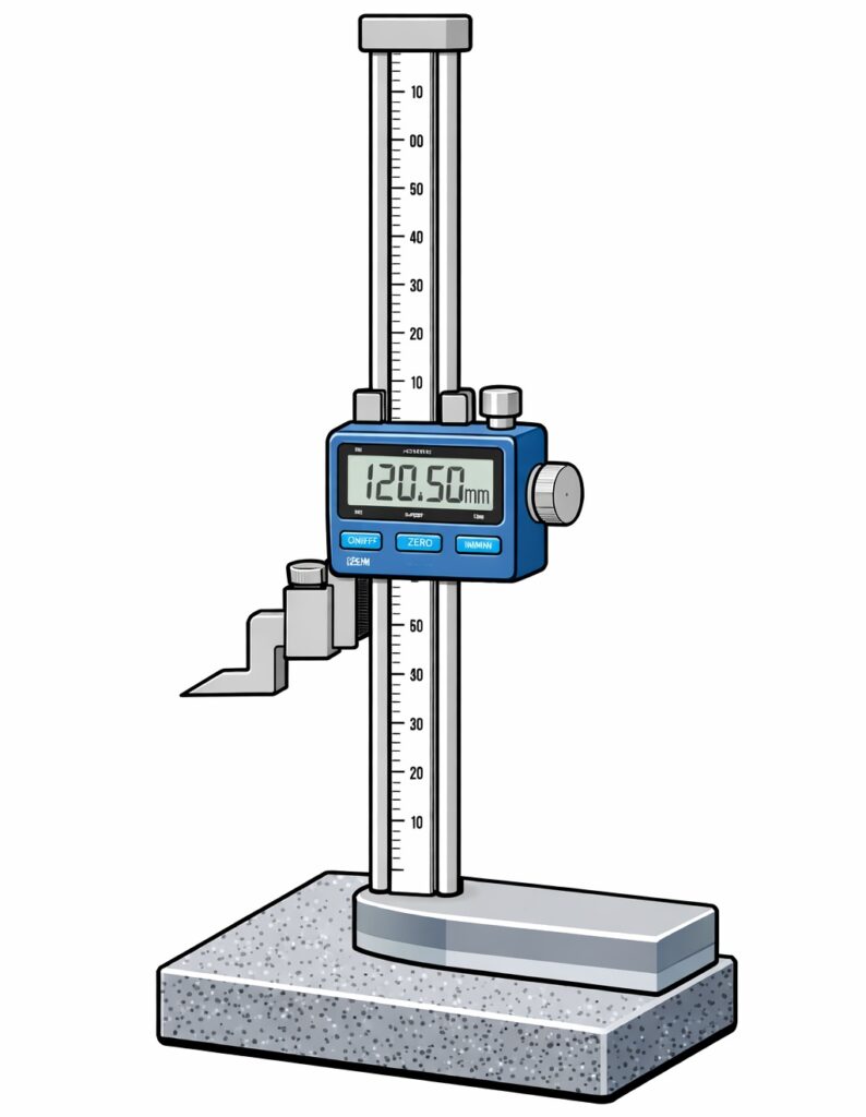 ハイトゲージの各部名称の解説イラスト