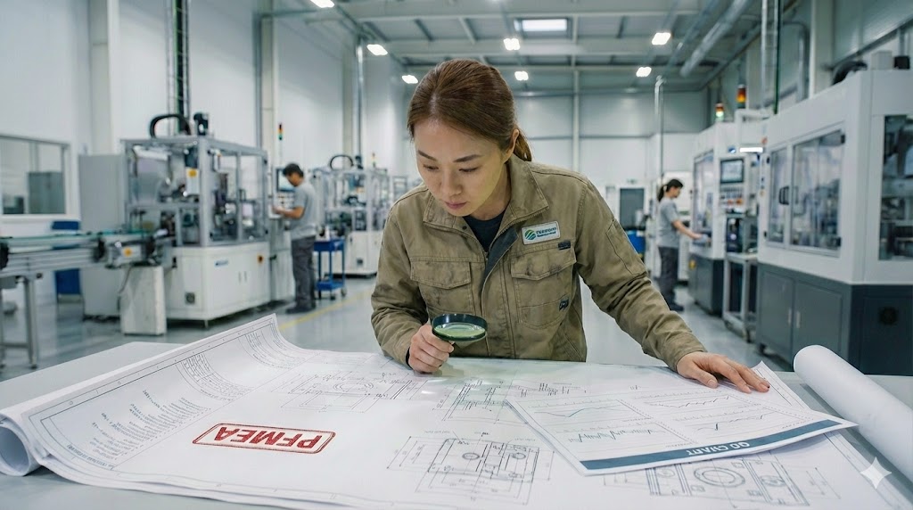 工程FMEAとQC工程表を検討する品質管理のプロのイメージ